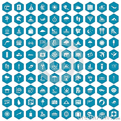 100 surfing icons sapphirine violet Vector Illustration