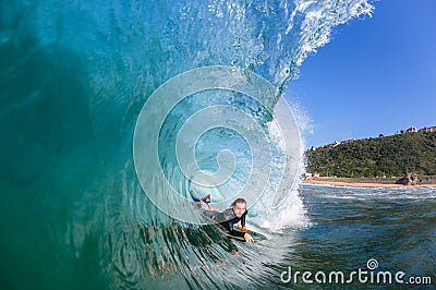 Surfing Inside Wave Water Photo Stock Photo