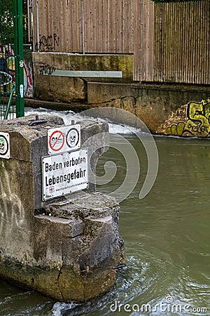 Surfing on the Isar in Munich Stock Photo