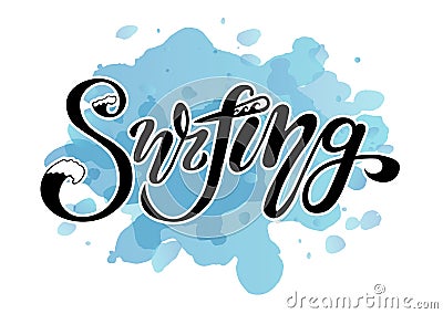 Surfing lettering logo Vector Illustration