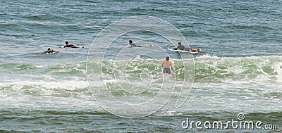 Surfing in mundaka, Spain Editorial Stock Photo