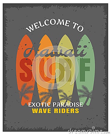 Surfing Print Or Poster Vector Illustration