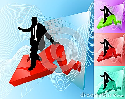 Surfing the profit line Vector Illustration