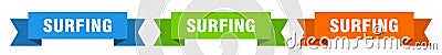 surfing ribbon. surfing isolated paper sign. banner Vector Illustration