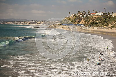 Surfing at San Clemente beach, California Stock Photo
