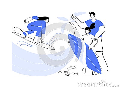 Surfing school abstract concept vector illustration. Cartoon Illustration