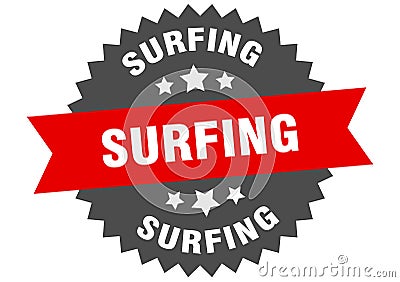 surfing sign. surfing circular band label. surfing sticker Vector Illustration