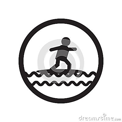 Surfing sign icon vector sign and symbol isolated on white background, Surfing sign logo concept Vector Illustration