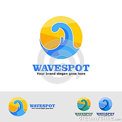 Surfing Spot logo Vector Illustration