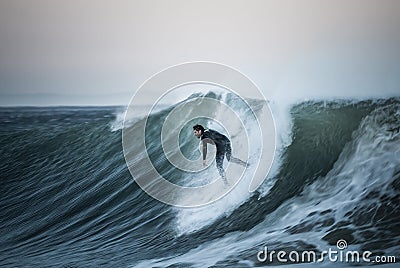 Surfing - Dropping In At El Capitan State Beach - Santa Barbara, California Editorial Stock Photo