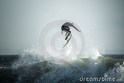 Surfing - Surfer Getting Big Air - Santa Barbara County, California Editorial Stock Photo