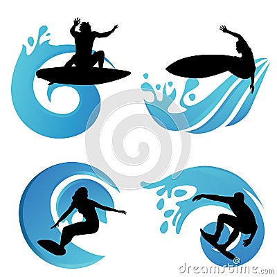 Surfing symbols Vector Illustration