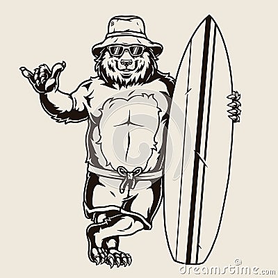 Surfing vintage monochrome concept Vector Illustration