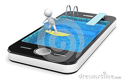 Surfing with your Smart Phone. Stock Photo