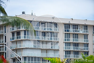 Surfside Miami condominium with concrete restoration patching repair Stock Photo