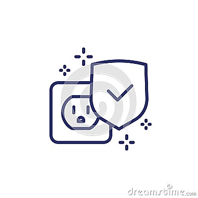 surge protection line icon with a shield Vector Illustration