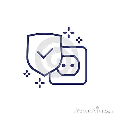 surge protection line icon on white Vector Illustration