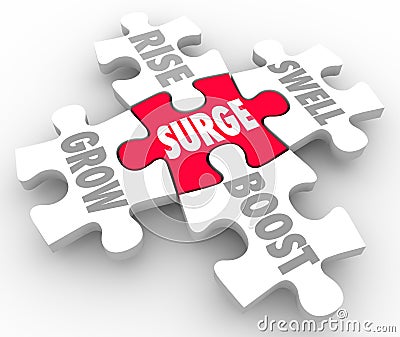 Surge Puzzle Pieces Rise Grow Boost Swell Stock Photo