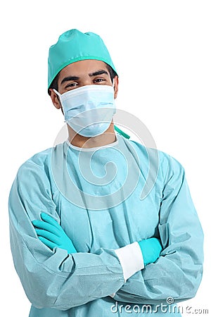 Surgeon doctor posing standing with folded arms Stock Photo