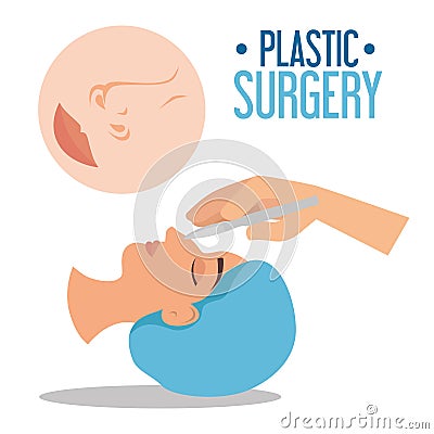 Surgeon hands with woman plastic surgery process Vector Illustration