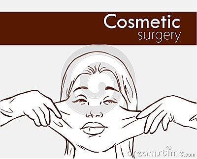 Surgeon hands with woman plastic surgery process vector illustration Vector Illustration