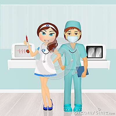 Surgeon and nurse Stock Photo