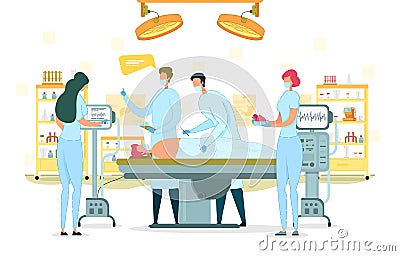 Surgeon Perform Operation, Organ Transplantation. Vector Illustration