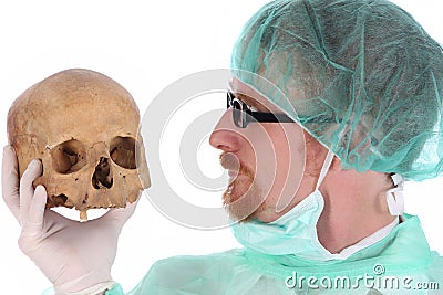 Surgeon with skull Stock Photo