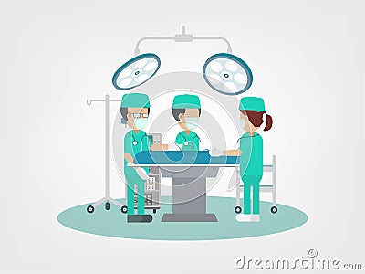 Surgeon team in surgery room Vector Illustration