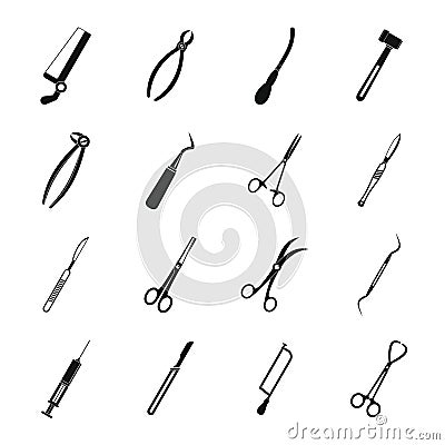 Surgeons tools icons set, simple style Vector Illustration