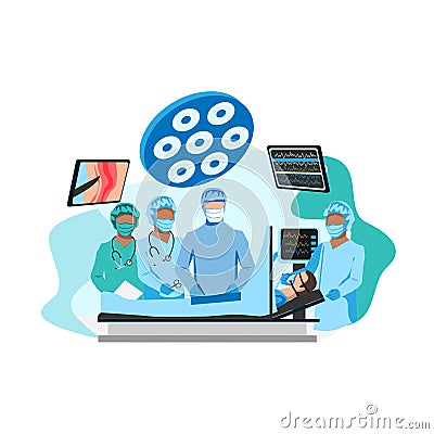 Surgical operation in the operating room Vector Illustration