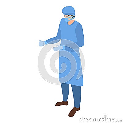 Surgery doctor in uniform icon, isometric style Vector Illustration