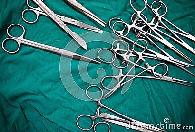 Surgery equipment in the operating room Stock Photo