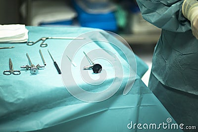 Surgery instrumentation table Stock Photo