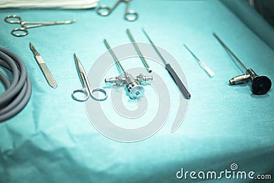 Surgery instrumentation table Stock Photo