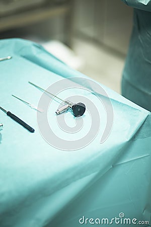 Surgery instrumentation table Stock Photo