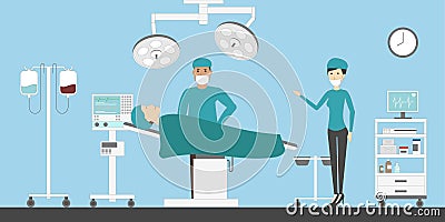 Surgery room in hospital. Vector Illustration