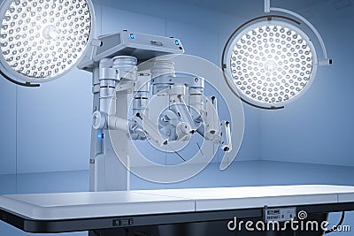 Surgery room with robotic surgery Stock Photo