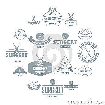 Surgery tools logo icons set, simple style Vector Illustration