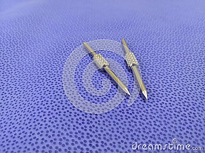 Surgical Fixation Pins Using For Total Knee Repacement Surgery Stock Photo