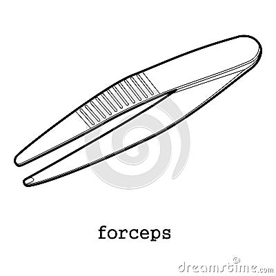 Surgical forceps icon outline Vector Illustration