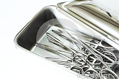 Surgical Instruments in Instrument Tray Stock Photo