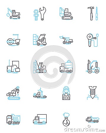 Surgical instruments linear icons set. Scalpel, Forceps, Scissors, Retractor, Hemostat, Needle, Clip line vector and Vector Illustration