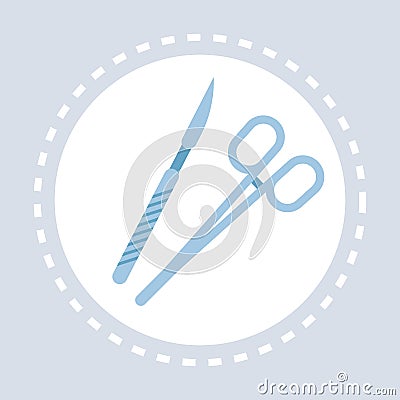 Surgical instruments scalpel scissors icon healthcare medical service logo medicine and health symbol concept flat Vector Illustration