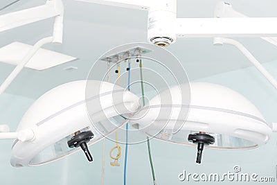 Surgical lamps in operation room Stock Photo