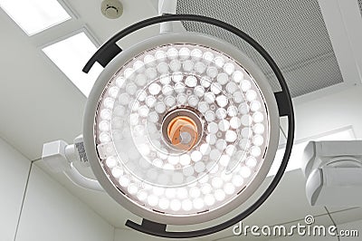 Surgical lamps in operation room Stock Photo