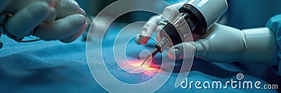 Surgical robot with microscopic tools executing precise operation, medical device, high precision Stock Photo