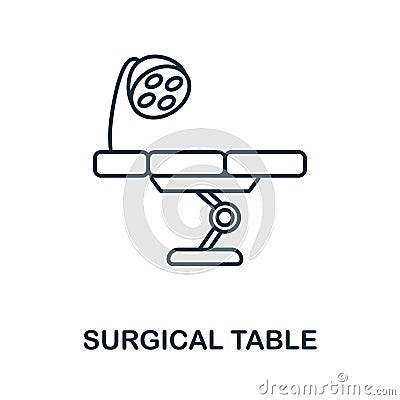 Surgical Table line icon. Element sign from transplantation collection. Flat Surgical Table outline icon sign for web Vector Illustration