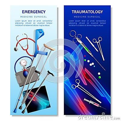 Surgical Traumatology Vertical Banners Vector Illustration