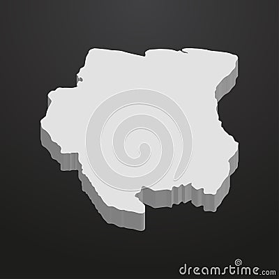Suriname map in gray on a black background 3d Vector Illustration